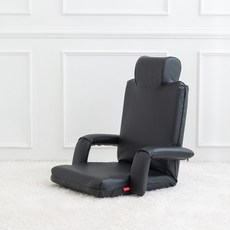 풍원테크 국산 VIP 좌식의자 허리디스크 팔걸이형 게이밍의자, 블랙(레자)