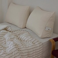 애프터홈 국내제조 다용도 워싱 삼각 침대 등받이 등쿠션커버, 베이지 베이지