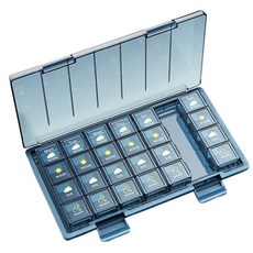 Erehere 약통 휴대용 프리미엄 한주 약 챙기기 28구획, 파란색