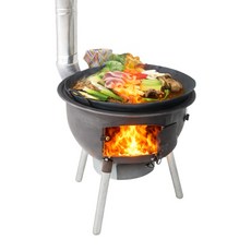 레저다모아 드럼통 소각로 가마솥 캠핑 화덕 숯불 바비큐 그릴 아궁이 원형3발 불멍 화롯대, 1개