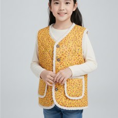 츄아랜드 유아동 조끼 방한 퀼팅 양털 누빔 할머니 김장 겨울 꽃무늬 유아동김장조끼