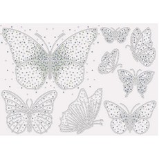 핫픽스 스톤 나비 패턴 장식 장식 열전사 접착 글래스 라이네스톤 의류 가방 모자 커스텀 DIY 아이템 297x210mm, 화이트, 1개