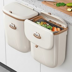 DORIDA 캐릭터 주방 싱크대 쓰레기통 음식물 냄새차단 걸이식 휴지통, 아이보리, 1개