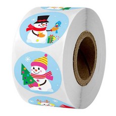눈사람 디자인 한롤 500매 크리스마스 캐릭터 롤테이프 스티커 씰링테이프, 크리스마스 롤테이프 (눈사람) 1개