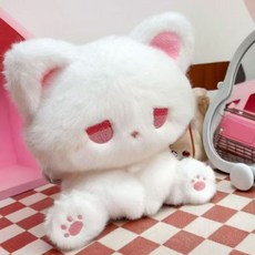 우울 고양이 인형 고양이 아이디어 봉제 완구 동물 봉제 인형 동물 피규어 동행 인형 생일 선물, 1개, 흰 고양이 빨간 눈, 16cm