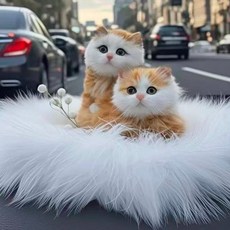 넘버링카 자동차용 대시보드 장식용 차량 인테리어 소품 인형 고급 쌍고양이, 1개, 오렌지쌍고양이 보륨패드