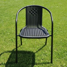 밀오버 야외 라탄 철제 의자 카페 테라스 정원용 방수체어, 블랙, 1개