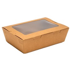크라프트 투명창 도시락 일회용 김밥 샐러드 도시락 용기 K1600, 1개, 10개입