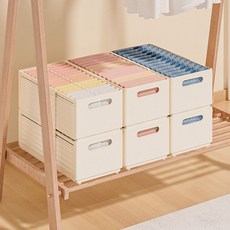 SMTONE 신축형 옷장 정리함 수납함 1+1+1 길이조절 슬라이딩 옷정리 리빙박스 수납정리함 옷 정리 바구니