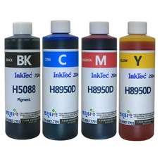 잉크테크 HP 무한 리필 잉크 HP9010 HP8100 HP8600 HP8610 HP8710 HP8210 HP7740 HP7720 HP7612 HP7110 4색 셋트, 250ml 4색셋트(검정안료+칼라염료), 1개