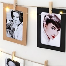 사진 인화 포토 종이 액자 10P세트 4종 나무집게 마끈 증정 [크라프트 페이퍼 프레임 행잉 엽서 가랜드 4x6인치], 1개, 올 화이트 10p + 나무집게 10p + 마끈 1개