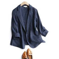 모던한 여성용 린넨 정장 자켓 가벼운 린넨 소재 여성용 아우터 트렌디 자켓 A라인 자켓