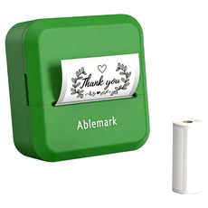 Ablemark 라벨 프린터기 스티커 라벨지포함 고속인쇄 바코드 생성 큐알코드 스캔 가능, 1세트, 그린