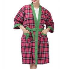 남녀공용 핑크체크가운 사우나 목욕 샤워 찜질방 마사지
