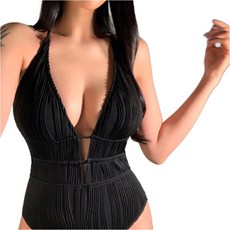 모노소울 에스라인보장 몸매보정 캐시 딥브이 모노키니 수영복 비키니, FREE (44-마른66), 검정