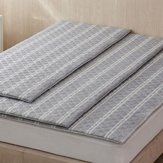 홈즈리빙룸 사계절 고탄성 접이식 토퍼매트리스, 스트라이프 그레이