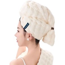 이제이타임 빅사이즈 흡수성 좋은 극세사 드라이 헤어타올 4장, 4개, 아이보리