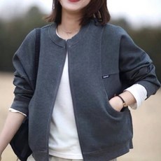 AOKADA 여성 루즈핏 야구 점퍼 집업 캐쥬얼 아우터 자켓