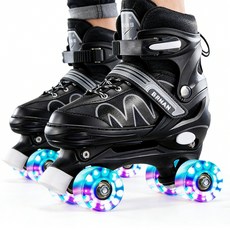 복나이트 성인 롤러스케이트 롤러슈즈 스케이트 조절 가능 롤러장 롤러스케이트장, 검정