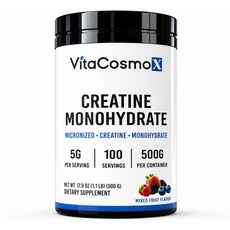 신제품 VitaCosmoX 비타코스모 마이크로나이즈드 크레아틴 모노하이드레이트 (혼합과일맛 분말), 1개, 500g