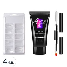 네일연장 폴리젤 세트 09 라이트핑크, 폴리젤 30ml + 연장팁 100p + 듀얼브러시, 4세트