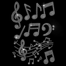 음표 패턴 핫픽스 스톤 장식 스티커 의류 수선 장식 21x29.7cm 모자 가구 무대 의상 DIY 장식용, 화이트, 1개