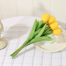 레디박스 감성 조화 튤립 10송이 꽃다발, 옐로우, 1개