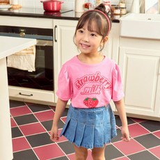 [유니키즈] 주름치마바지 유아동 키즈 여아 데님 스커트 반바지 밴딩 면바지 청치마 하나비