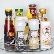 회전식 수납 화장품 양념장 주방 화장대 선반, 투명, 2개