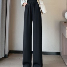 窄版闊腿褲女春秋季垂墜感直筒2025顯瘦休閒小個子高腰網文西裝褲, M(91-100斤）