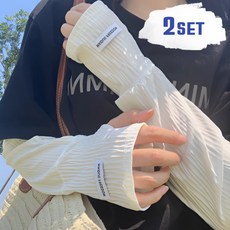 일상온 헐렁한팔토시 냉감 쿨토시, 2세트, 퓨어화이트