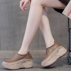 1+1/1 여성용 두꺼운 밑창 스니커즈 키높이 7cm 여름 매쉬슬립온 여성화 여성케주얼화 통기성 운동화