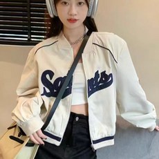 COSYEVNO 여성 춘추계 레터링 스포티 크롭 집업 점퍼 BCXwt-3