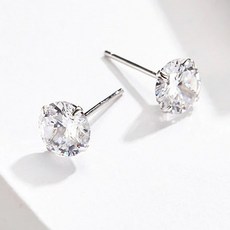 2캐럿 8mm 1캐럿 6mm 모이사나이트 보석 스터드 귀걸이 여성을 위한 솔리드 925 스털링 실버 D 컬러 솔리테어 파인 쥬얼리 오늘출발