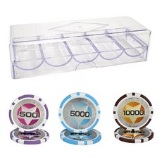 카지노칩 국제규격 마카오 포커칩 100p 아크릴케이스세트, 스타숫자칩100p, 1개