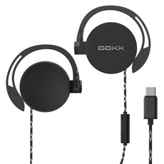 DOXX C타입 귀걸이형 유선 이어 헤드폰, 블랙, DX-H501C