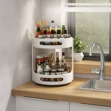 뉴에잇 주방 360도 2단 회전트레이, 1개, 화이트