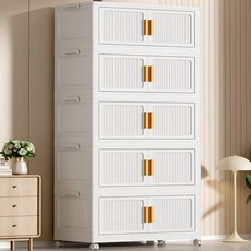 리빙투 접이식 수납장 다용도 대용량 리빙박스 수납 정리함 서랍장, 3개, 불투명 화이트