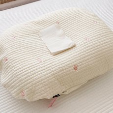 [제이앤제나] 허리에 무리없는 신생아부터 역류방지쿠션, 인견(내츄럴)_쁘띠래빗_뒷면순면(커버+솜23도)세트