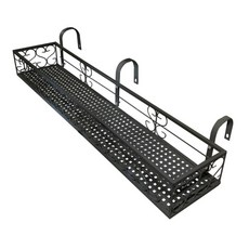MK 베란다 화분걸이대 일반 난간용 (직각 100 X 25cm) 난간고리3개형, 블랙, 1단