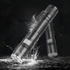 Keebright 가벼운 초강력 LED 줌 손전등 고휘도 5단계 조절 type-c충전식 1500mAh대용량 IPX4 방수, black, 2개