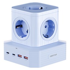 버티탭 버티컬 ultra65 고용량 타워 큐브 9구 멀티탭 4000W, 블루, 1개