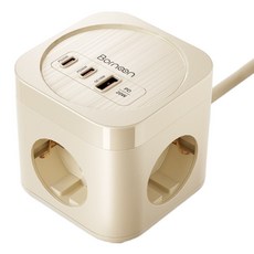 Bornoon 고성능 USB C타입 고속충전 큐브 멀티탭 1.8m, 1개, 크림, 180cm