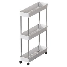 스토리원 U-SSAC102-L3 이동식 틈새 수납 선반 다용도 수납장 트롤리, 화이트, 3단
