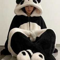 OST-32 귀여운 팬다 극세사 캐릭터수면 가운 잠옷 파자마