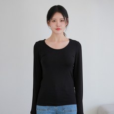 노브라 캡내장 모달 슬림핏 긴팔 내의 상의 히트앤웜 발열 브라탑 25FW