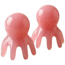 문어 괄사 1+1+1 두피 바디 지압 마사지기, 로즈쿼츠 핑크, 3개