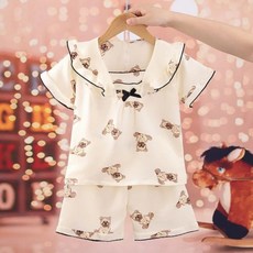 산리오 유아 어린이 주니어 여름 지지미 프릴 반팔 잠옷세트 홈웨어