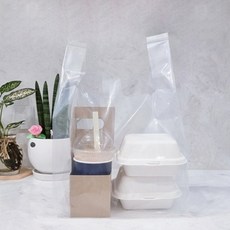 [비닐어게인] pe 비닐쇼핑백 카페 도시락 포장 배달봉투, 100개, 15L