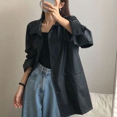 릴리제인 여성 오버핏 가죽자켓